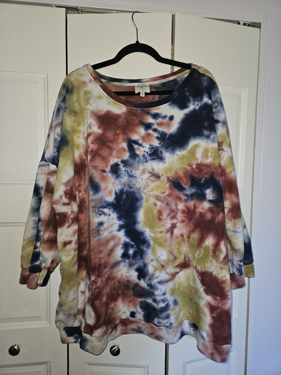Hayden Tops - Hayden Tie-Dye Pullover Sweatshirt - Navy, Rust & Mustard